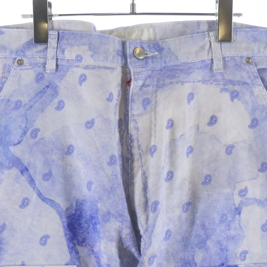 THE WORLD IS YOURS(ザ ワールド イズ ユアーズ) Paisley Pants ペイズリー総柄ダブルニーワークパンツ カーペンターパンツ パープル 3AW21-CL-WPPA-MA