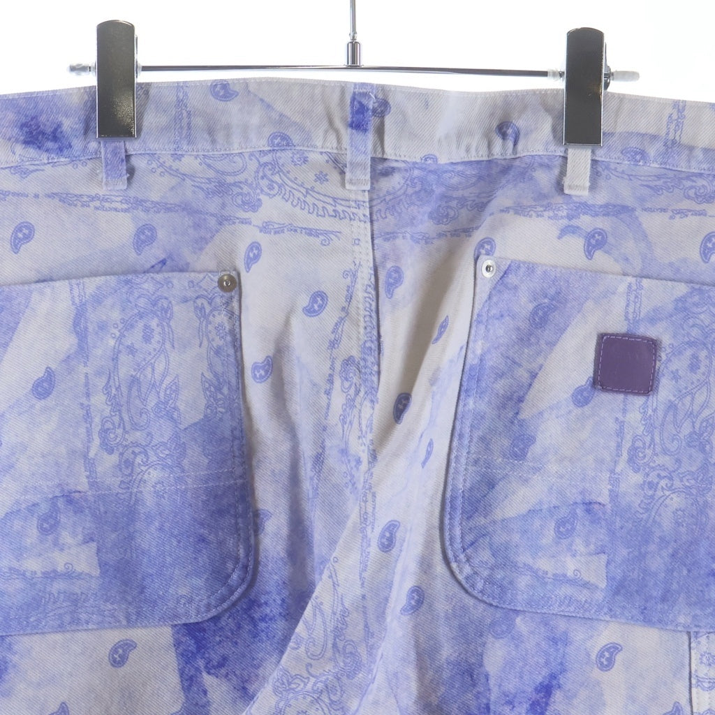 THE WORLD IS YOURS(ザ ワールド イズ ユアーズ) Paisley Pants ペイズリー総柄ダブルニーワークパンツ カーペンターパンツ パープル 3AW21-CL-WPPA-MA
