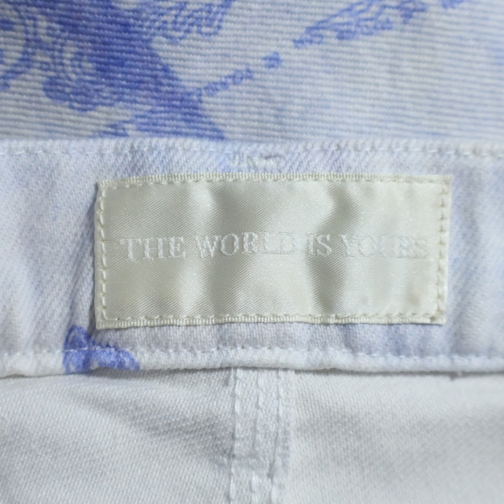 THE WORLD IS YOURS(ザ ワールド イズ ユアーズ) Paisley Pants ペイズリー総柄ダブルニーワークパンツ カーペンターパンツ パープル 3AW21-CL-WPPA-MA