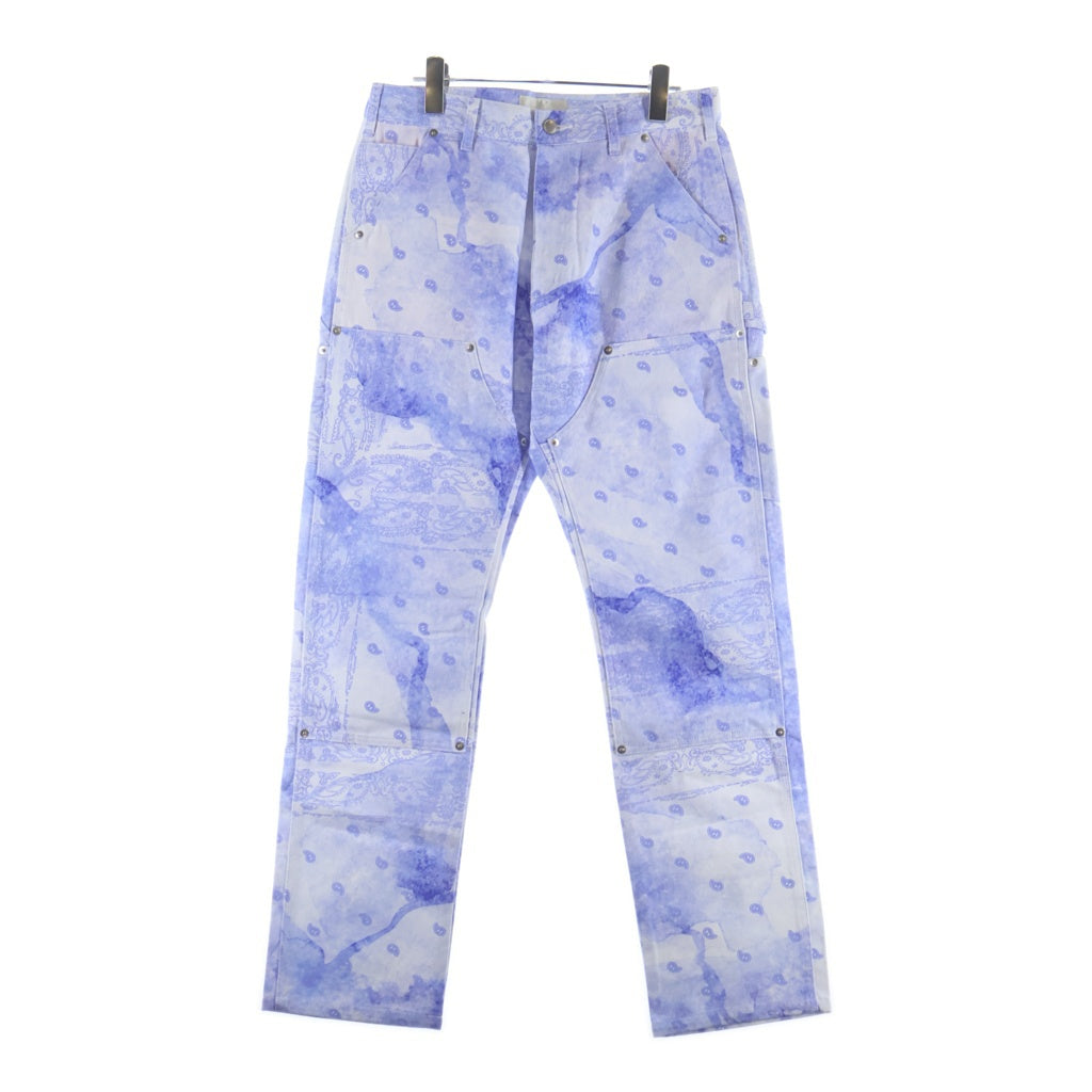 THE WORLD IS YOURS(ザ ワールド イズ ユアーズ) Paisley Pants ペイズリー総柄ダブルニーワークパンツ カーペンターパンツ パープル 3AW21-CL-WPPA-MA