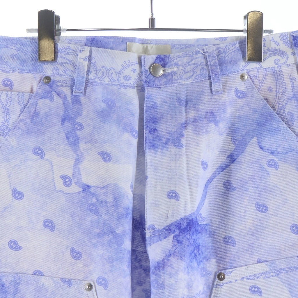 THE WORLD IS YOURS(ザ ワールド イズ ユアーズ) Paisley Pants ペイズリー総柄ダブルニーワークパンツ カーペンターパンツ パープル 3AW21-CL-WPPA-MA