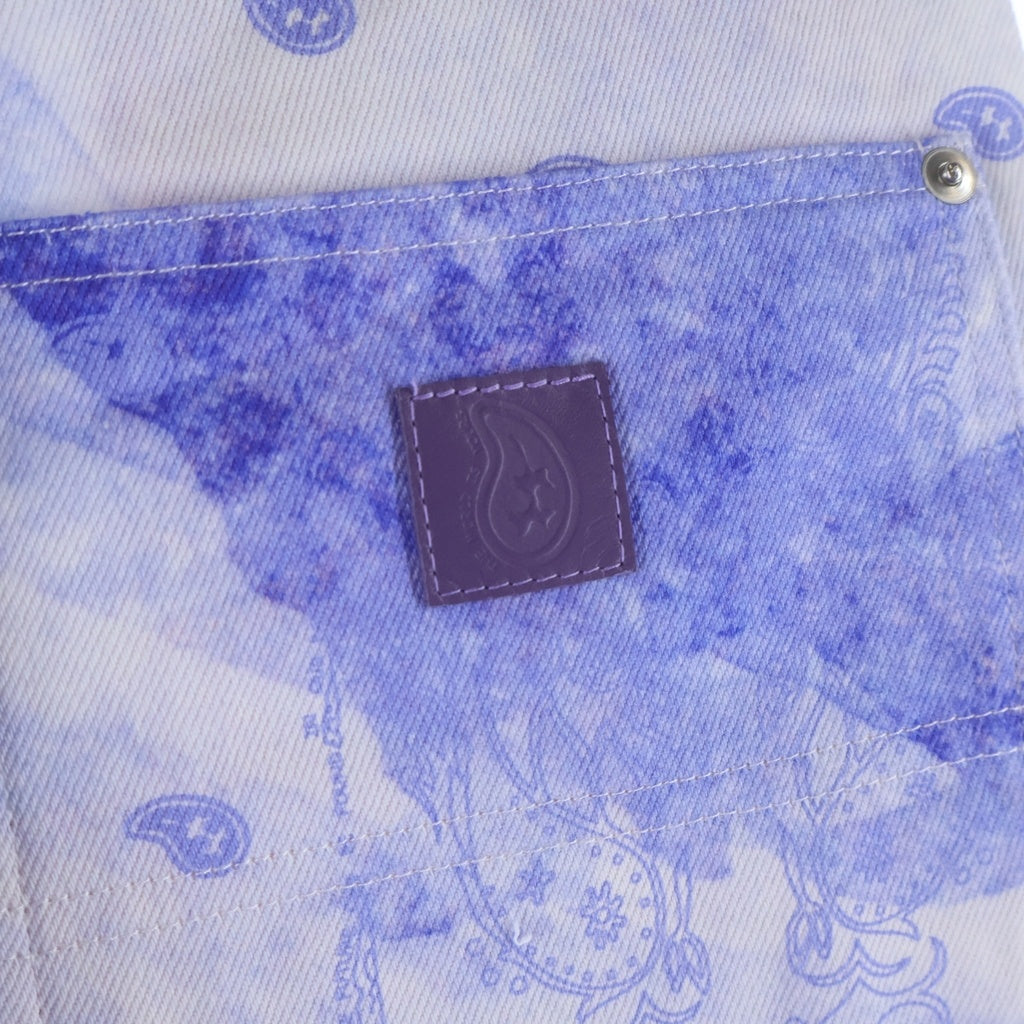 THE WORLD IS YOURS(ザ ワールド イズ ユアーズ) Paisley Pants ペイズリー総柄ダブルニーワークパンツ カーペンターパンツ パープル 3AW21-CL-WPPA-MA