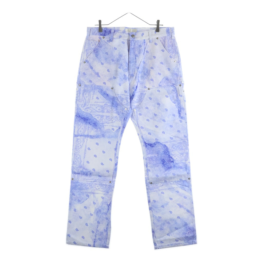 THE WORLD IS YOURS(ザ ワールド イズ ユアーズ) Paisley Pants ペイズリー総柄ダブルニーワークパンツ カーペンターパンツ パープル 3AW21-CL-WPPA-MA