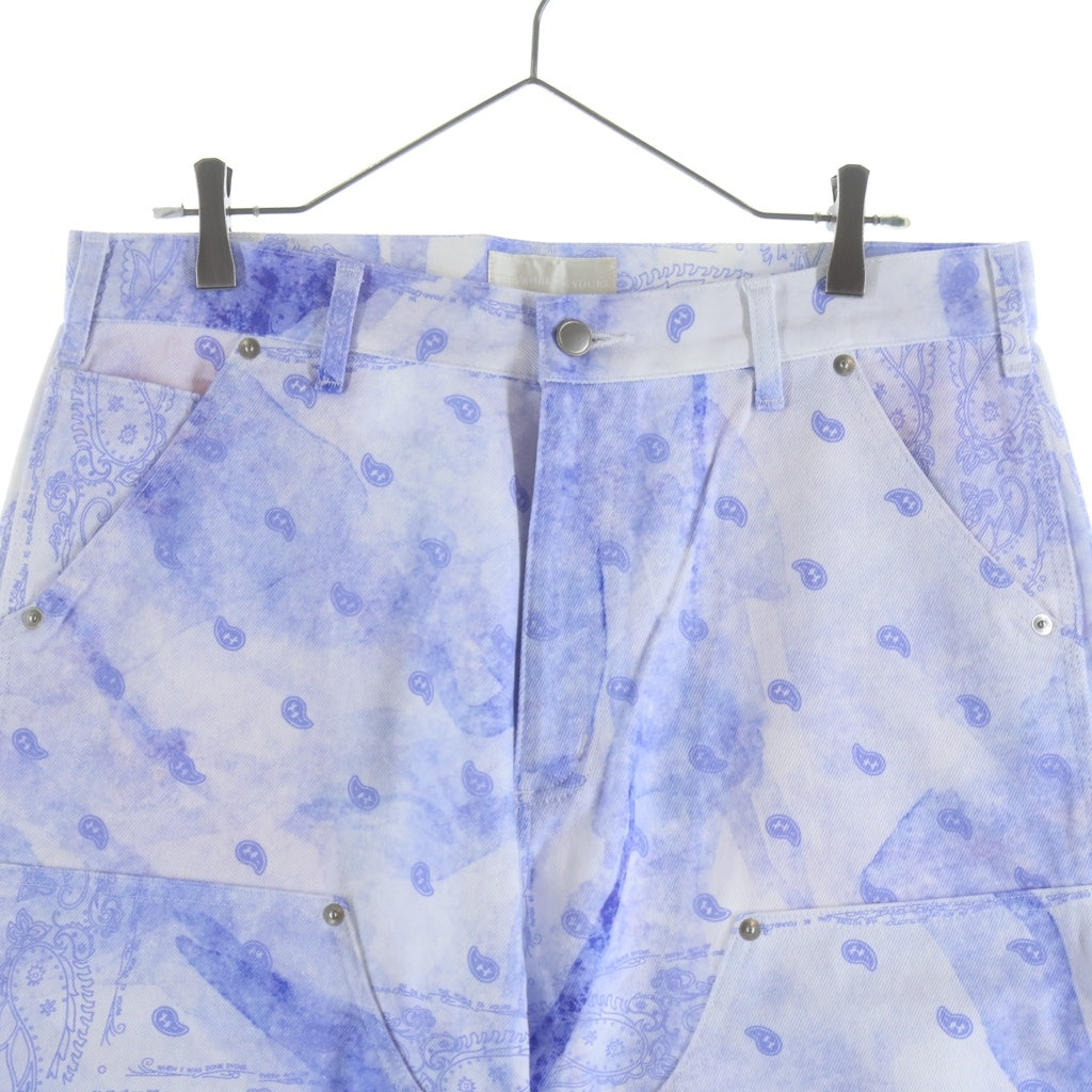 THE WORLD IS YOURS(ザ ワールド イズ ユアーズ) Paisley Pants ペイズリー総柄ダブルニーワークパンツ カーペンターパンツ パープル 3AW21-CL-WPPA-MA