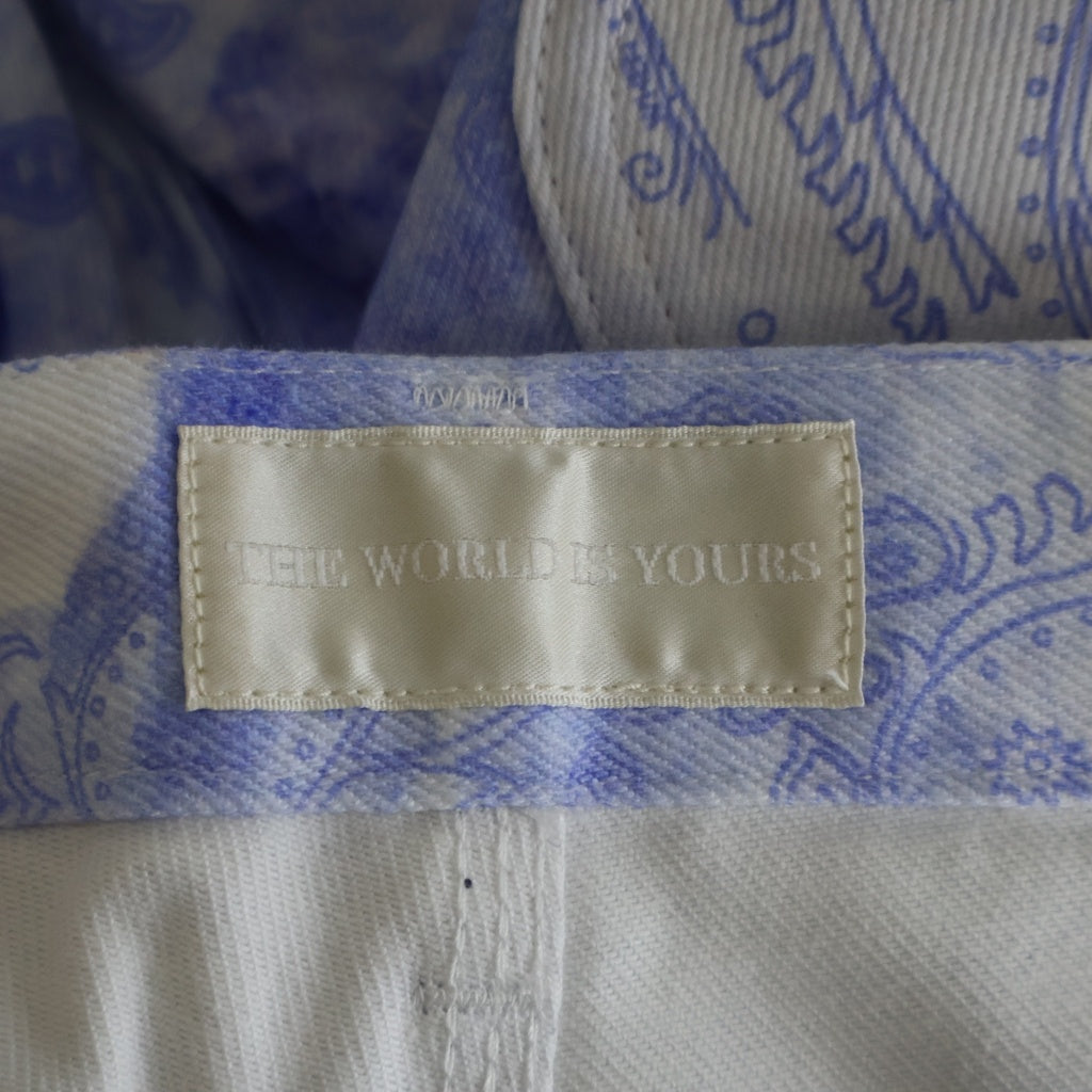 THE WORLD IS YOURS(ザ ワールド イズ ユアーズ) Paisley Pants ペイズリー総柄ダブルニーワークパンツ カーペンターパンツ パープル 3AW21-CL-WPPA-MA