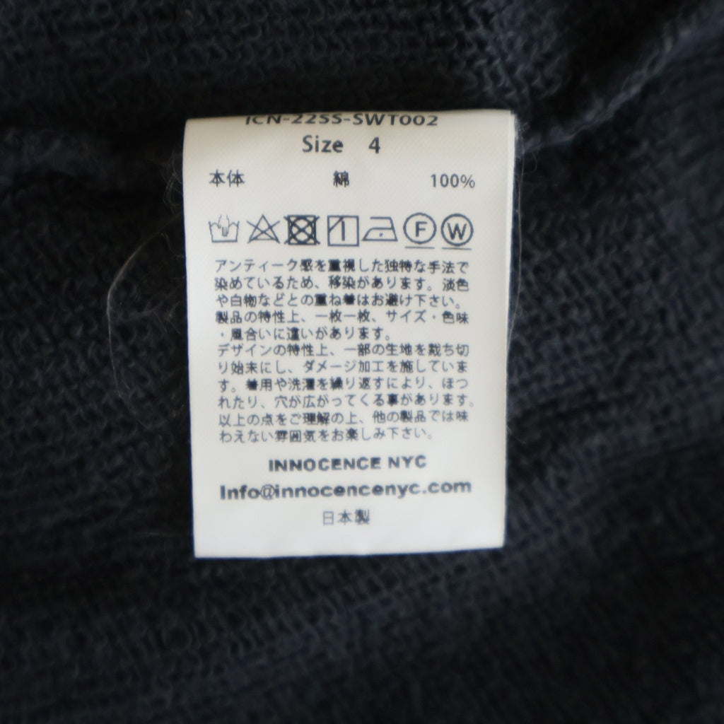 Innocence NYC(イノセンス) 22SS ワンポイントロゴ刺繍クロップドスウェットトレーナー グレー ICN-22SS-SWT002