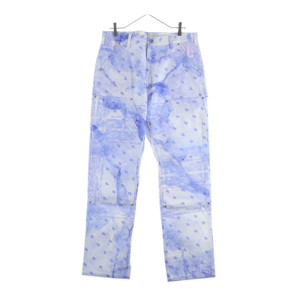 THE WORLD IS YOURS(ザ ワールド イズ ユアーズ) Paisley Pants ペイズリー総柄ダブルニーワークパンツ カーペンターパンツ パープル 3AW21-CL-WPPA-MA