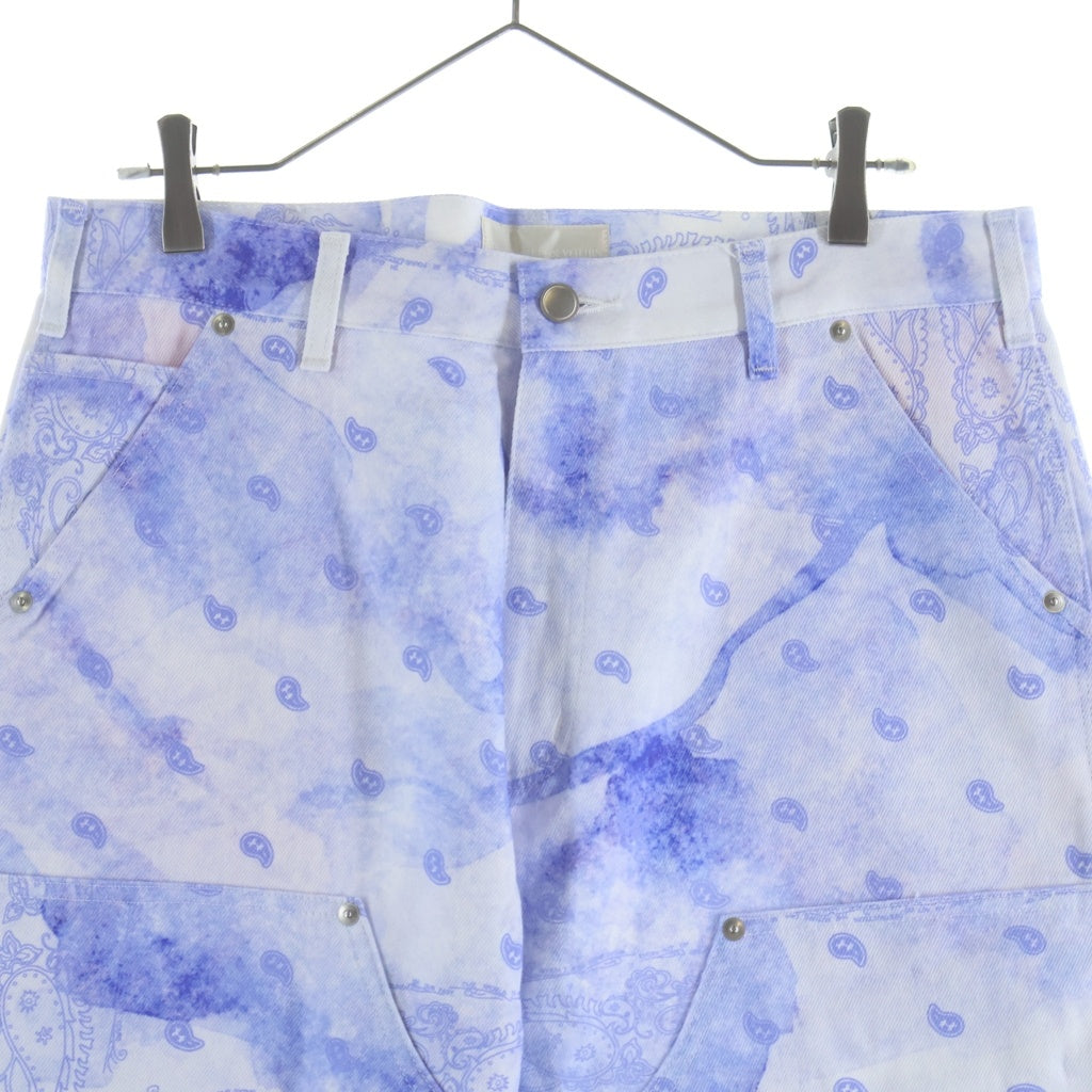 THE WORLD IS YOURS(ザ ワールド イズ ユアーズ) Paisley Pants ペイズリー総柄ダブルニーワークパンツ カーペンターパンツ パープル 3AW21-CL-WPPA-MA