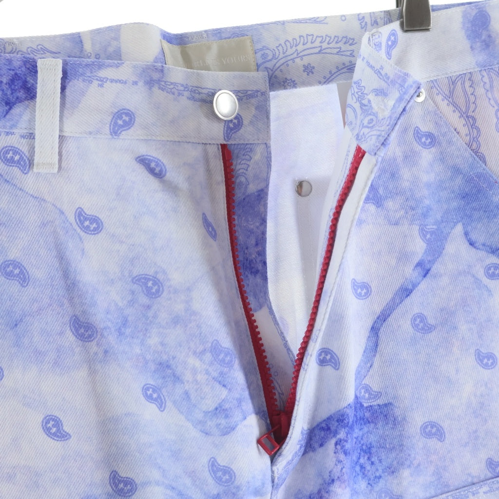 THE WORLD IS YOURS(ザ ワールド イズ ユアーズ) Paisley Pants ペイズリー総柄ダブルニーワークパンツ カーペンターパンツ パープル 3AW21-CL-WPPA-MA