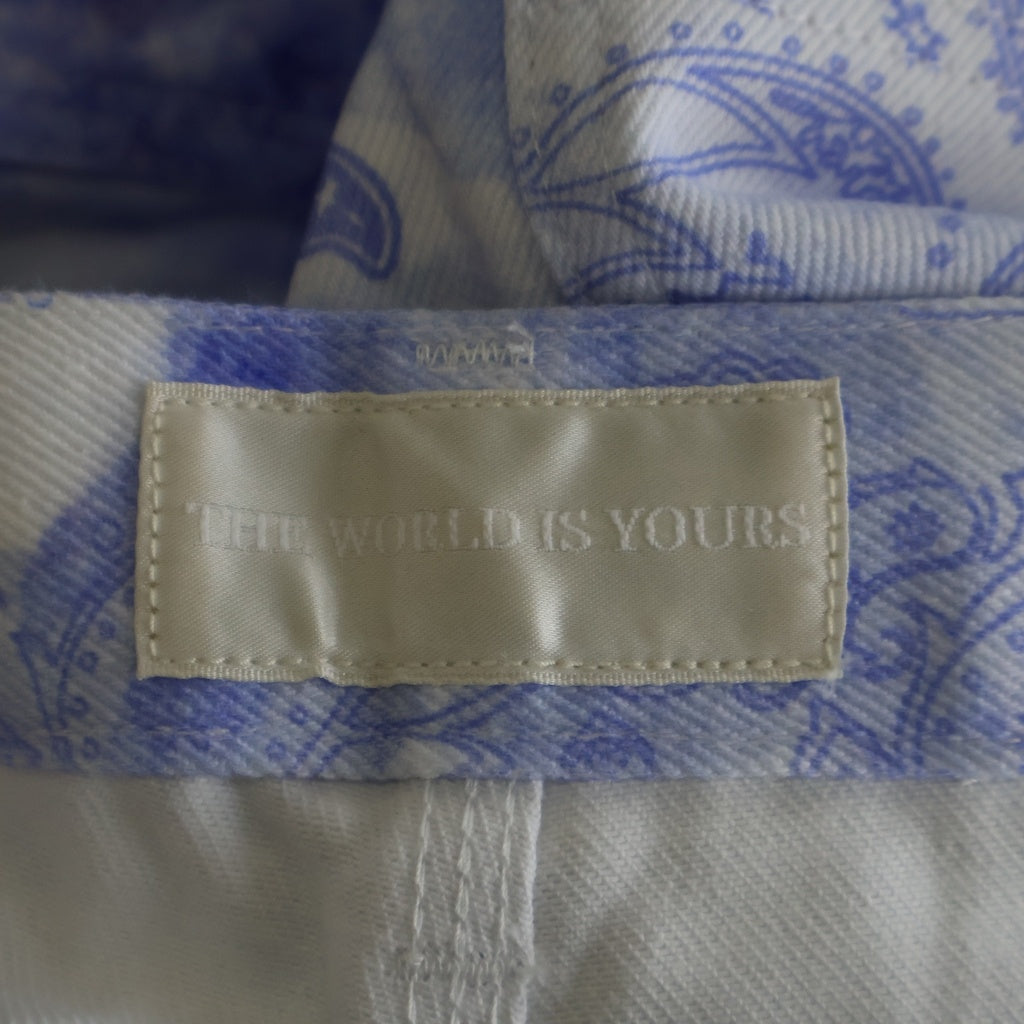 THE WORLD IS YOURS(ザ ワールド イズ ユアーズ) Paisley Pants ペイズリー総柄ダブルニーワークパンツ カーペンターパンツ パープル 3AW21-CL-WPPA-MA