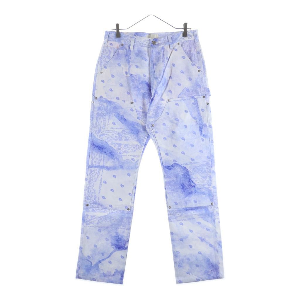THE WORLD IS YOURS(ザ ワールド イズ ユアーズ) Paisley Pants ペイズリー総柄ダブルニーワークパンツ カーペンターパンツ パープル 3AW21-CL-WPPA-MA