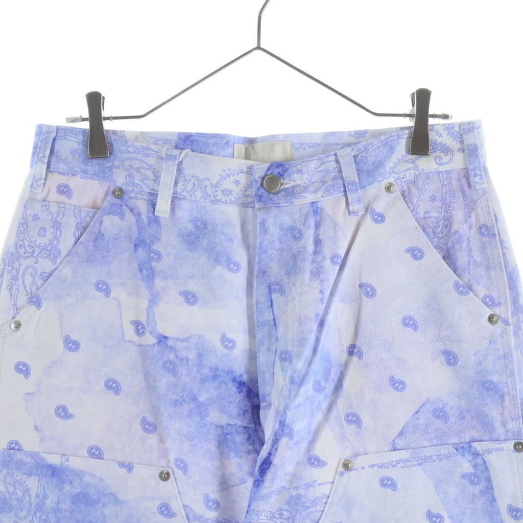 THE WORLD IS YOURS(ザ ワールド イズ ユアーズ) Paisley Pants ペイズリー総柄ダブルニーワークパンツ カーペンターパンツ パープル 3AW21-CL-WPPA-MA
