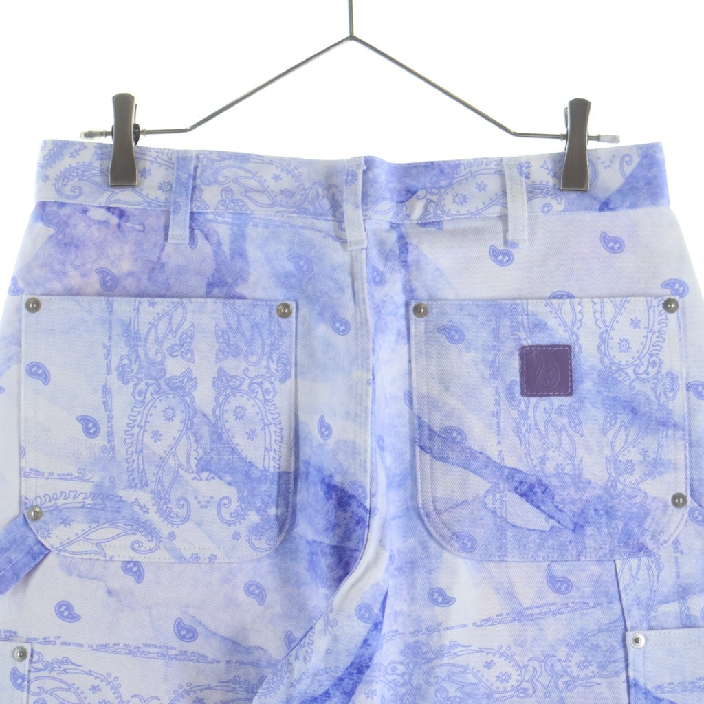 THE WORLD IS YOURS(ザ ワールド イズ ユアーズ) Paisley Pants ペイズリー総柄ダブルニーワークパンツ カーペンターパンツ パープル 3AW21-CL-WPPA-MA