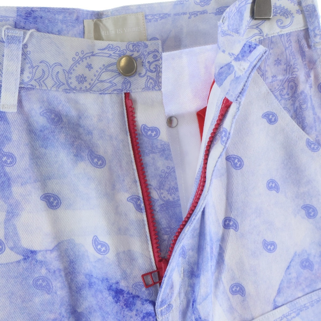 THE WORLD IS YOURS(ザ ワールド イズ ユアーズ) Paisley Pants ペイズリー総柄ダブルニーワークパンツ カーペンターパンツ パープル 3AW21-CL-WPPA-MA