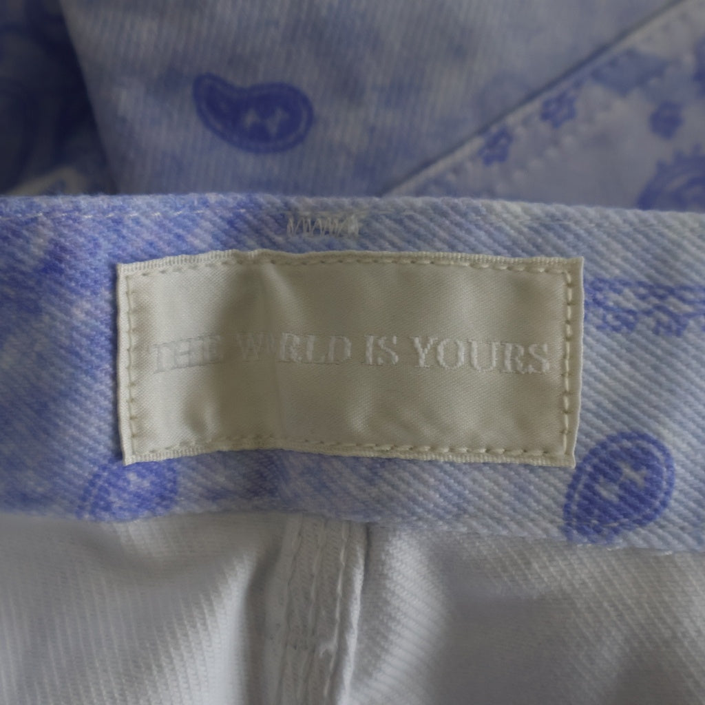 THE WORLD IS YOURS(ザ ワールド イズ ユアーズ) Paisley Pants ペイズリー総柄ダブルニーワークパンツ カーペンターパンツ パープル 3AW21-CL-WPPA-MA