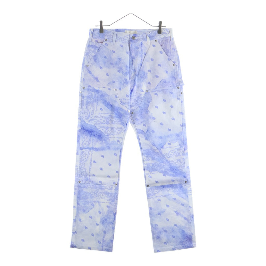 THE WORLD IS YOURS(ザ ワールド イズ ユアーズ) Paisley Pants ペイズリー総柄ダブルニーワークパンツ カーペンターパンツ パープル 3AW21-CL-WPPA-MA