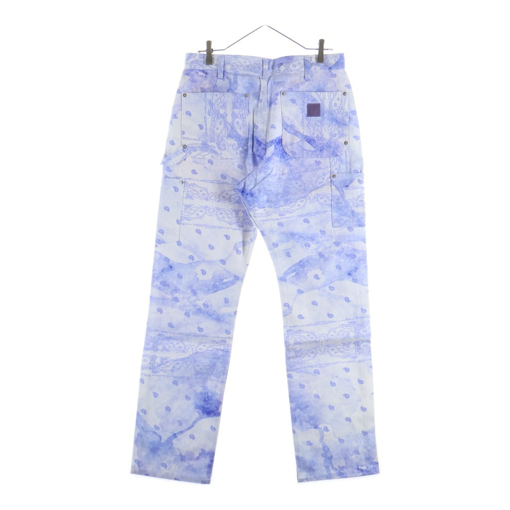 THE WORLD IS YOURS(ザ ワールド イズ ユアーズ) Paisley Pants ペイズリー総柄ダブルニーワークパンツ カーペンターパンツ パープル 3AW21-CL-WPPA-MA