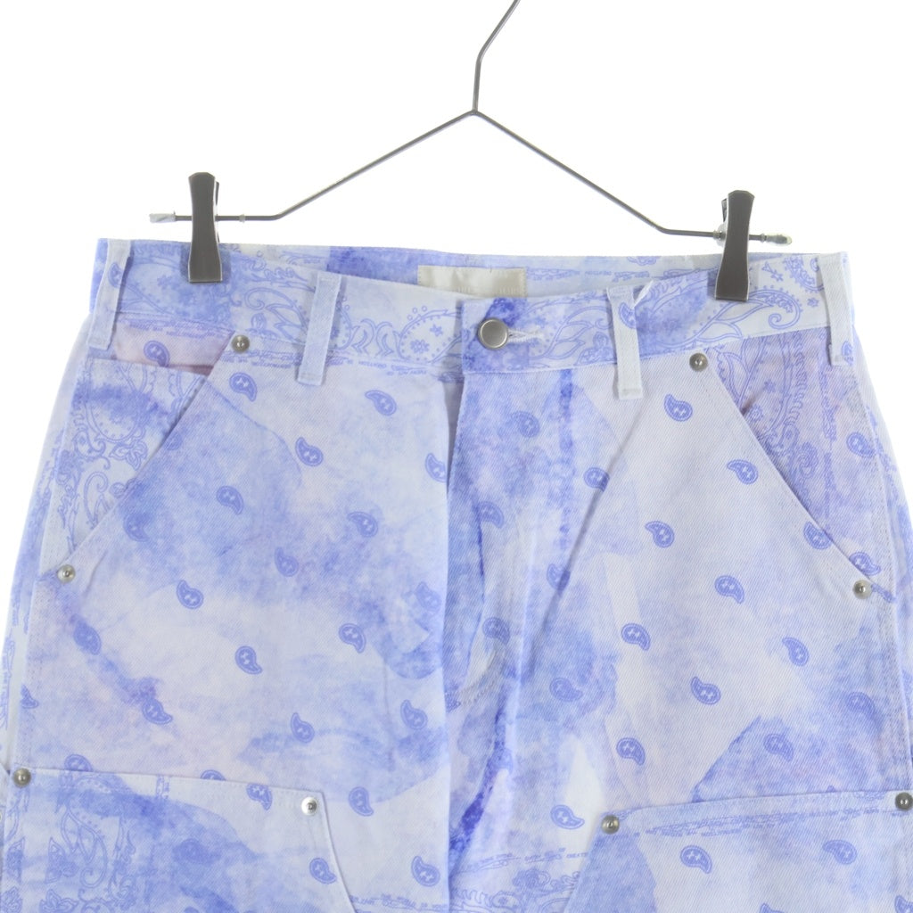 THE WORLD IS YOURS(ザ ワールド イズ ユアーズ) Paisley Pants ペイズリー総柄ダブルニーワークパンツ カーペンターパンツ パープル 3AW21-CL-WPPA-MA