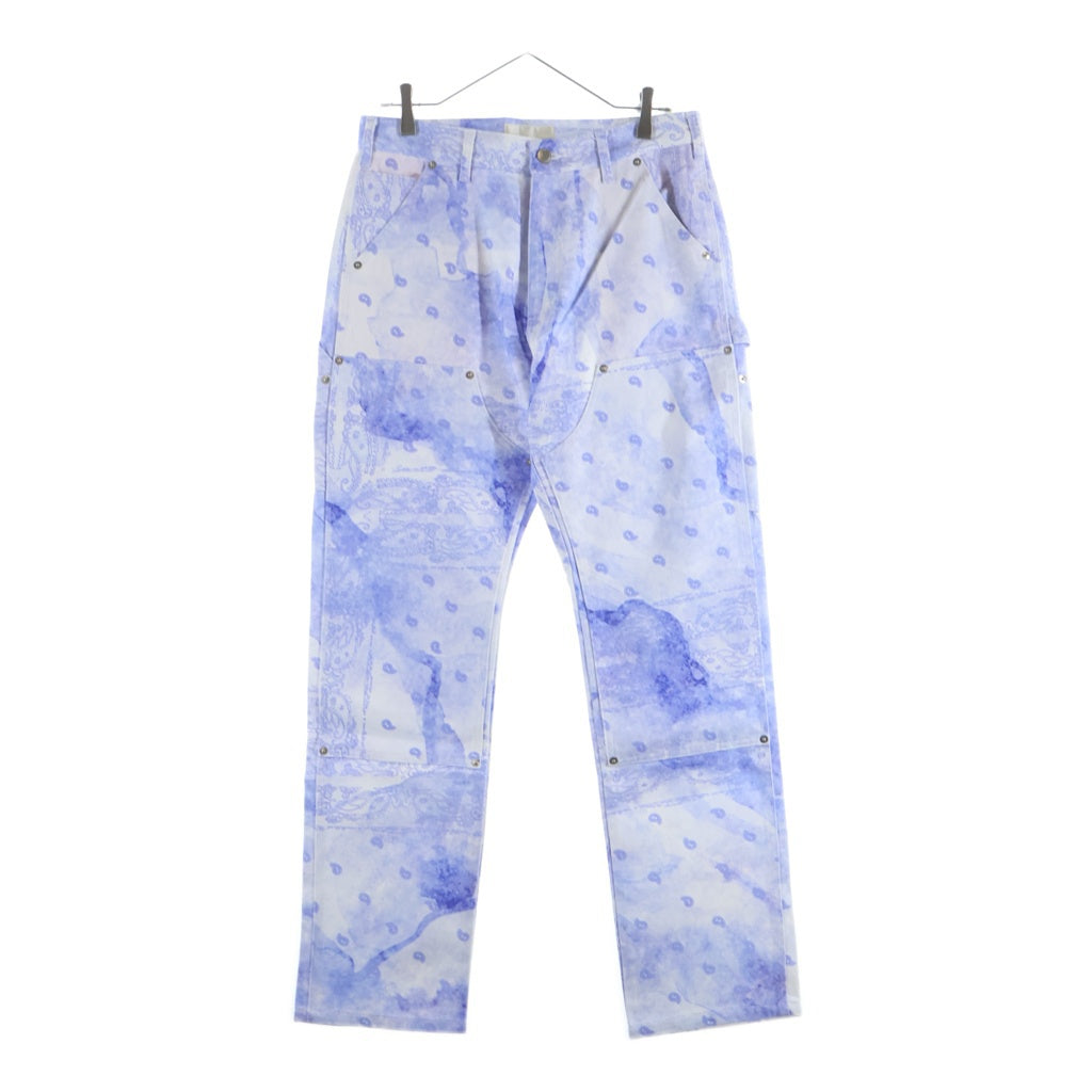 THE WORLD IS YOURS(ザ ワールド イズ ユアーズ) Paisley Pants ペイズリー総柄ダブルニーワークパンツ カーペンターパンツ パープル 3AW21-CL-WPPA-MA