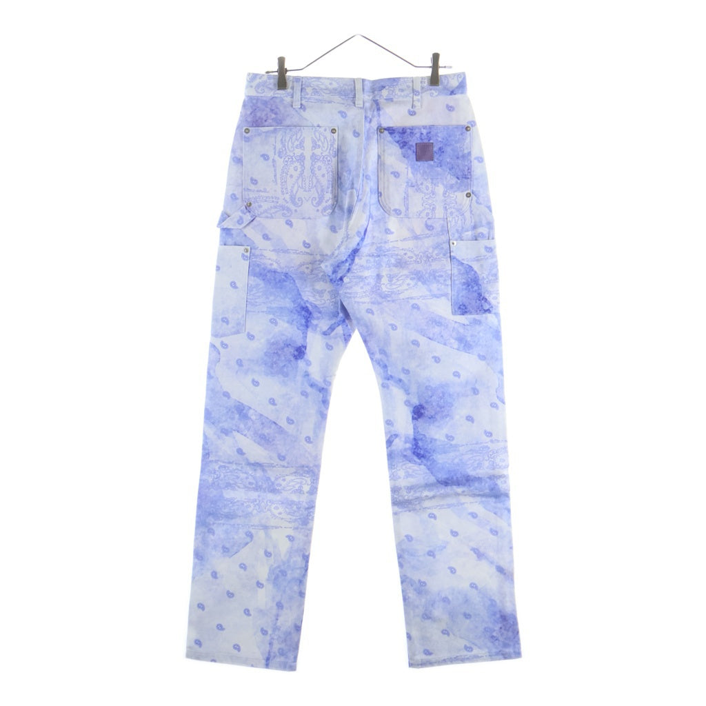 THE WORLD IS YOURS(ザ ワールド イズ ユアーズ) Paisley Pants ペイズリー総柄ダブルニーワークパンツ カーペンターパンツ パープル 3AW21-CL-WPPA-MA
