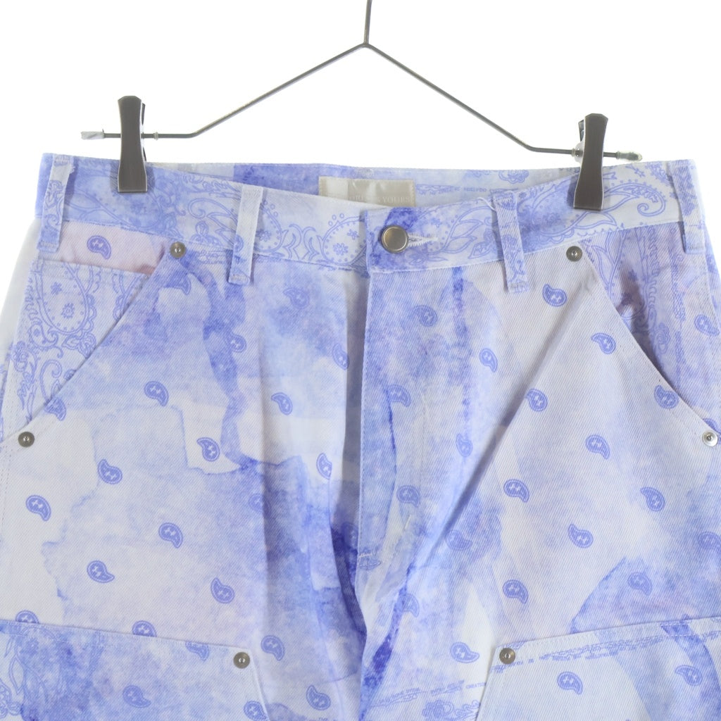 THE WORLD IS YOURS(ザ ワールド イズ ユアーズ) Paisley Pants ペイズリー総柄ダブルニーワークパンツ カーペンターパンツ パープル 3AW21-CL-WPPA-MA