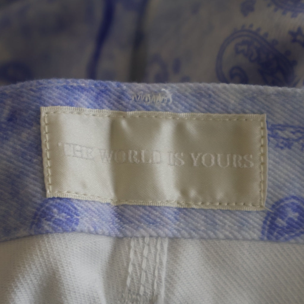 THE WORLD IS YOURS(ザ ワールド イズ ユアーズ) Paisley Pants ペイズリー総柄ダブルニーワークパンツ カーペンターパンツ パープル 3AW21-CL-WPPA-MA