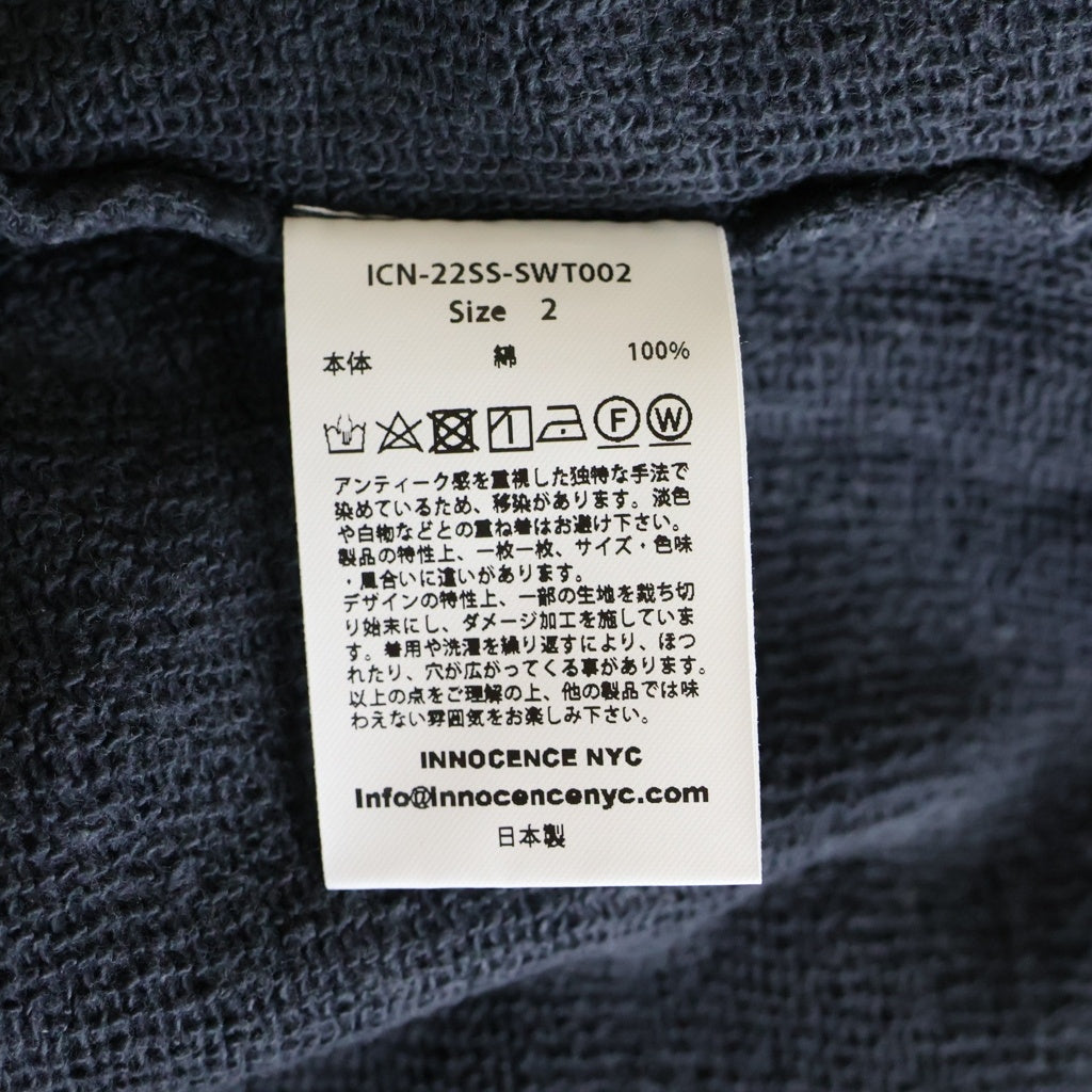 Innocence NYC(イノセンス) 22SS ワンポイントロゴ刺繍クロップドスウェットトレーナー グレー ICN-22SS-SWT002