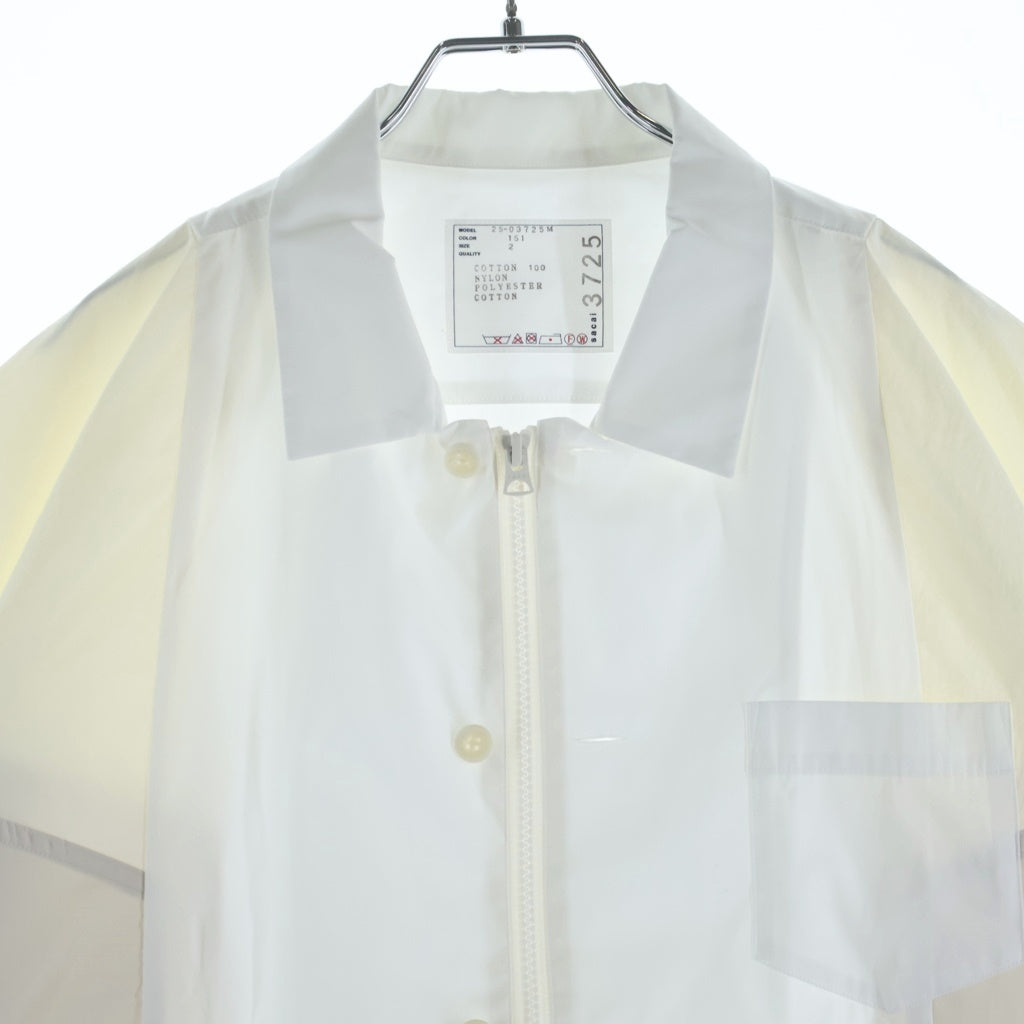 Sacai(サカイ) 25SS POPLIN TASLAN NYLON SHIRT ポプリン タスラン ナイロン シャツ ホワイト 25-03725M