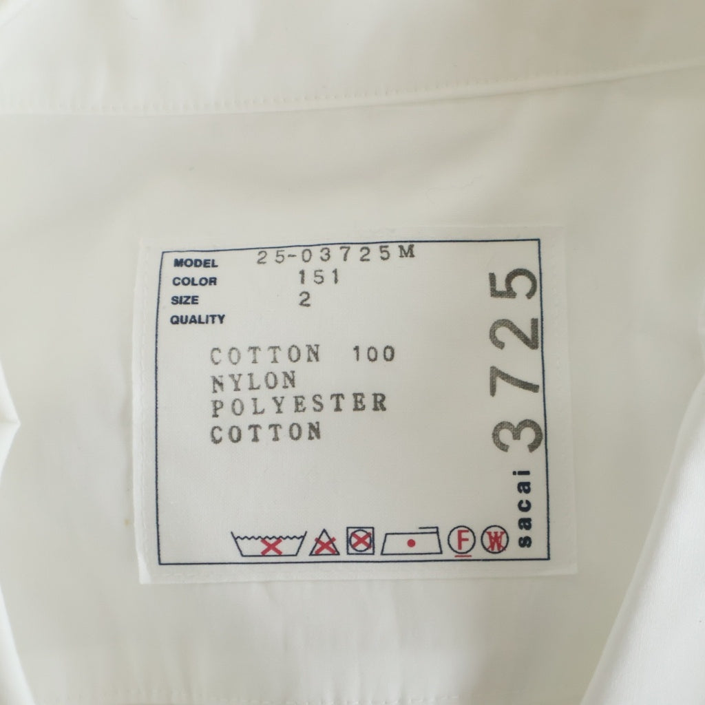 Sacai(サカイ) 25SS POPLIN TASLAN NYLON SHIRT ポプリン タスラン ナイロン シャツ ホワイト 25-03725M