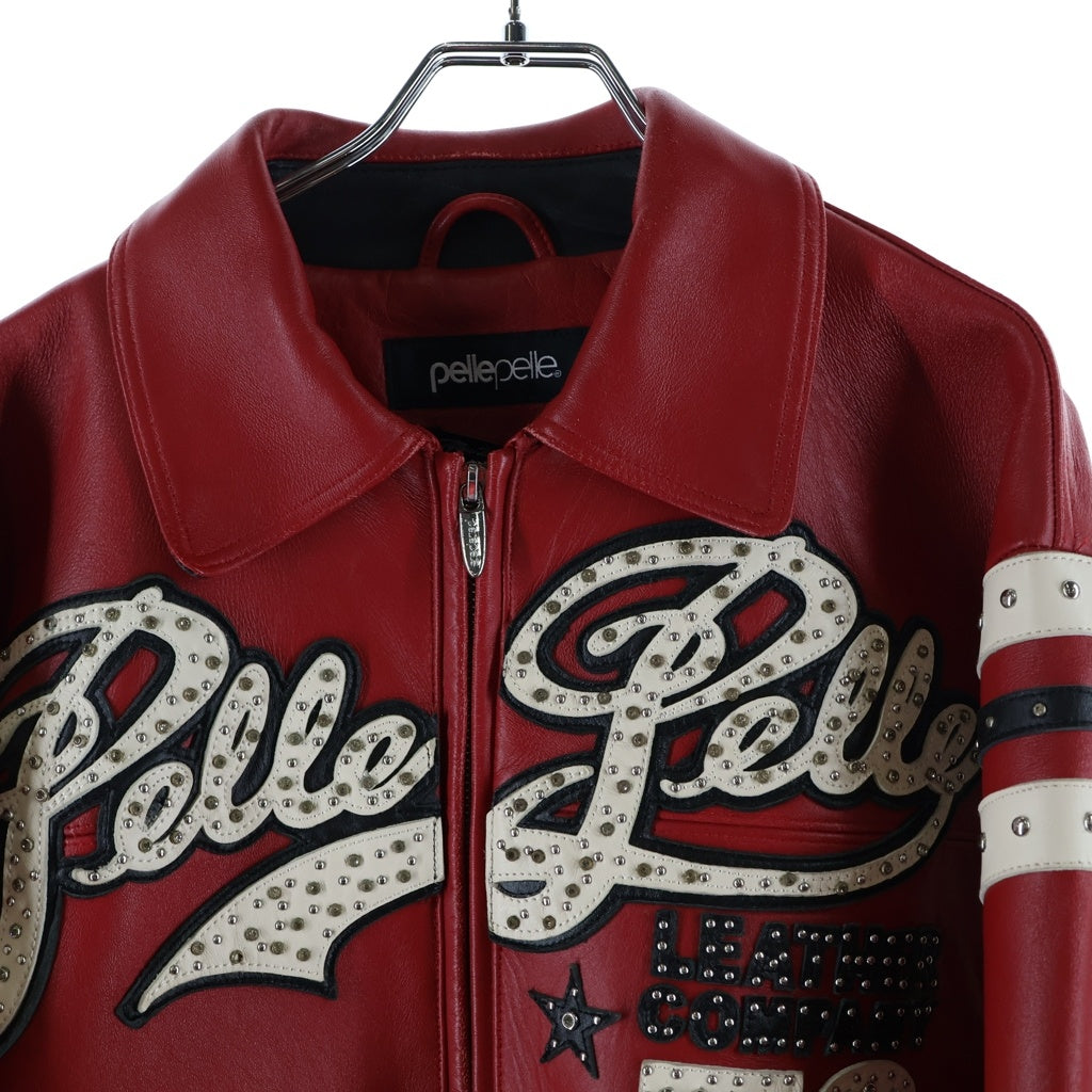 pelle pelle(ペレペレ) Encrusted Varsity Jacket エンクラステッド バーシティ ジャケット レッド
