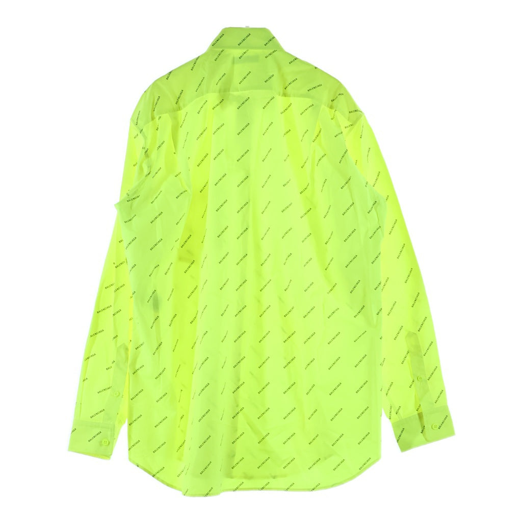 BALENCIAGA(バレンシアガ) ALL OVER オールオーバーロゴプリント ボタンダウン 長袖シャツ イエロー 534333
