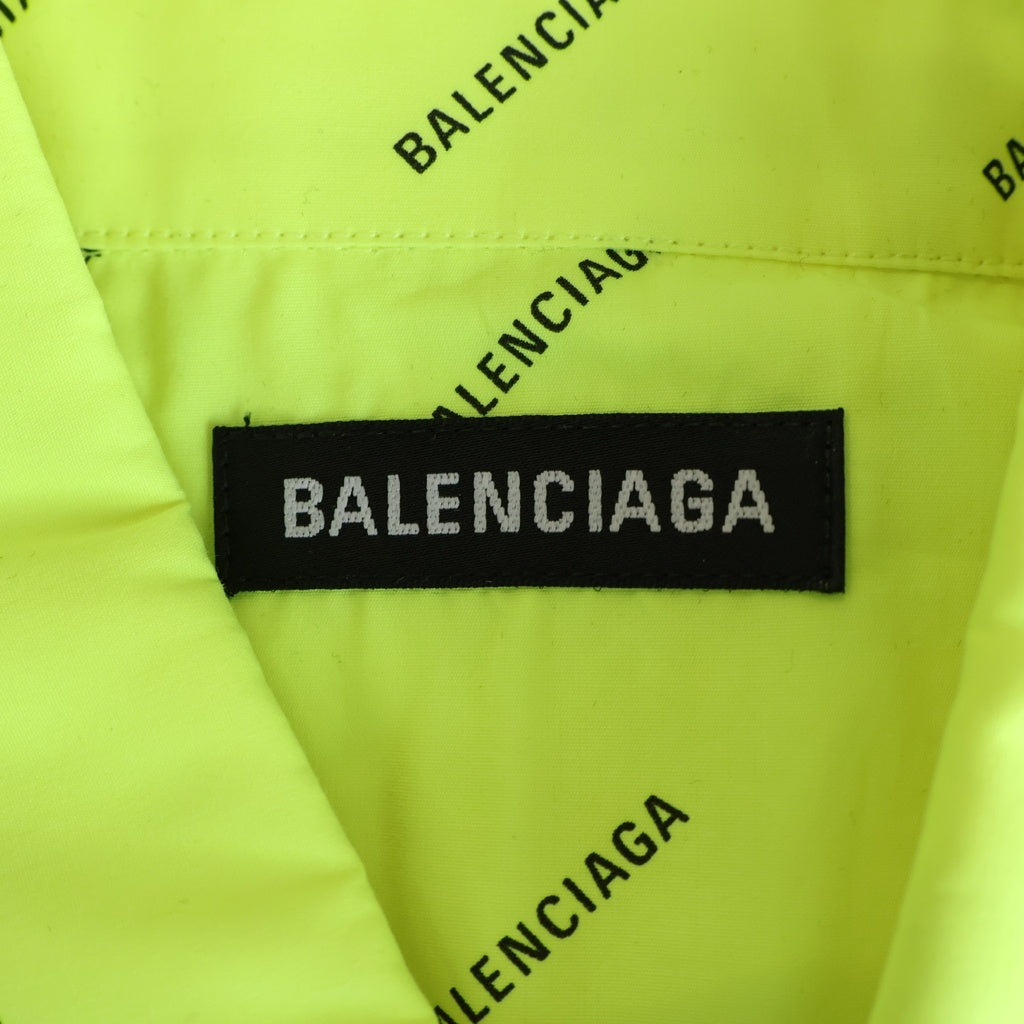 BALENCIAGA(バレンシアガ) ALL OVER オールオーバーロゴプリント ボタンダウン 長袖シャツ イエロー 534333