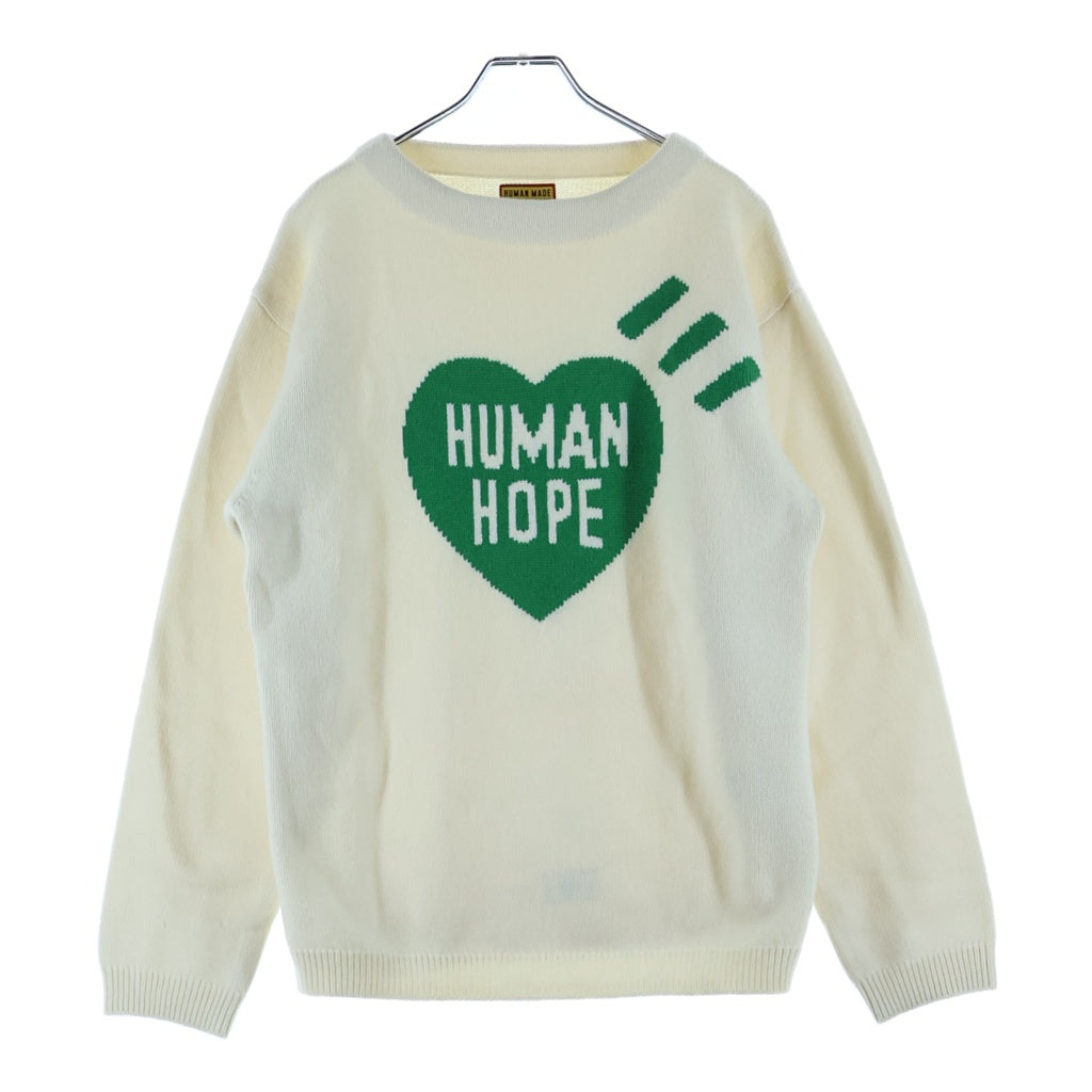 HUMAN MADE(ヒューマンメイド) HOPE HEART KNIT SWEATER ホープ ハート ニット セーター ホワイト/グリーン XX30CS005
