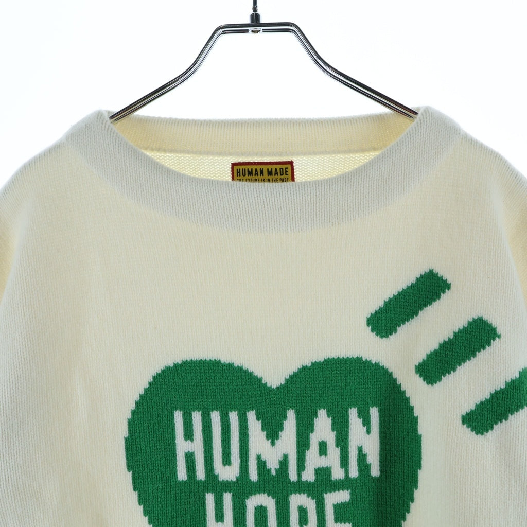 HUMAN MADE(ヒューマンメイド) HOPE HEART KNIT SWEATER ホープ ハート ニット セーター ホワイト/グリーン XX30CS005