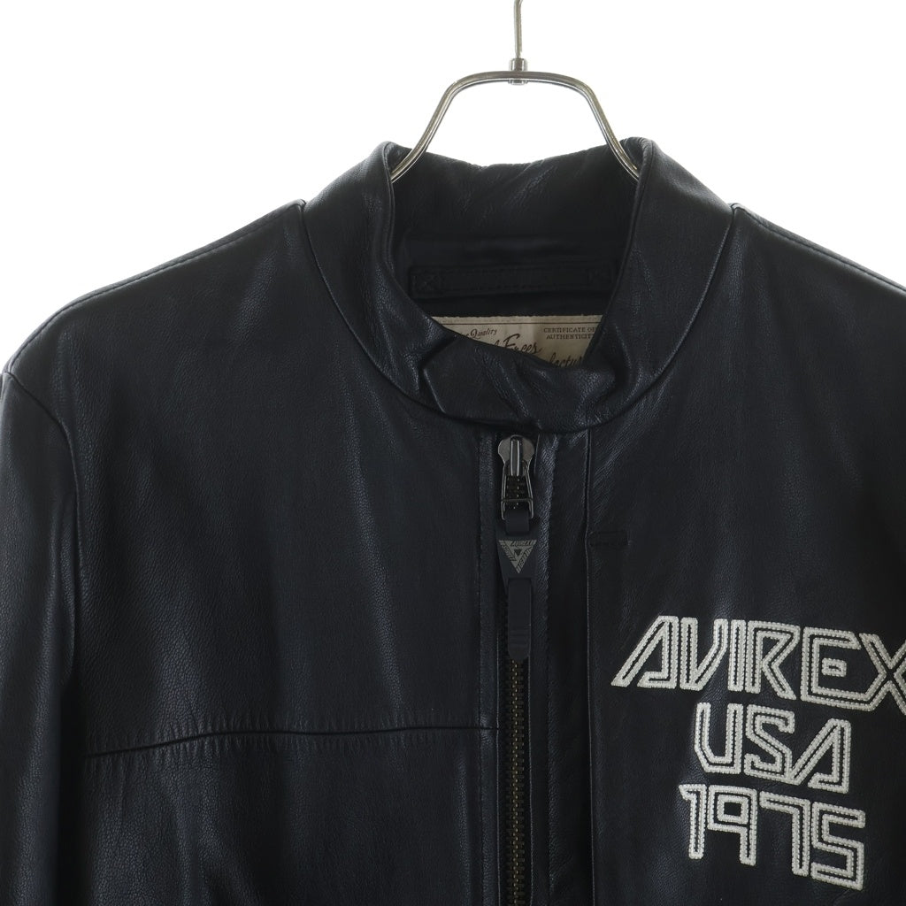AVIREX(アヴィレックス) ラムレザー シングルライダース ジャケット ブラック 61681062