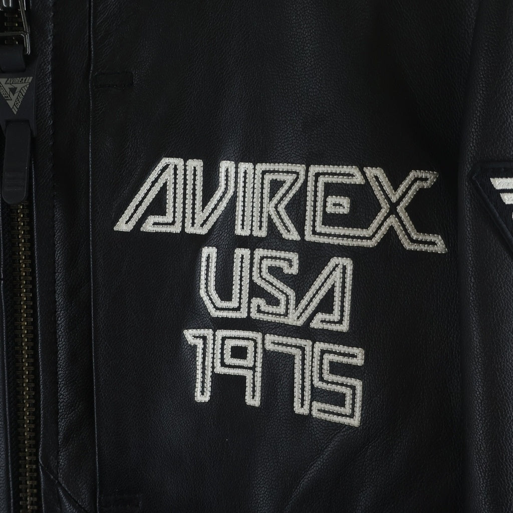 AVIREX(アヴィレックス) ラムレザー シングルライダース ジャケット ブラック 61681062