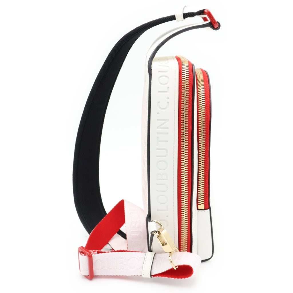 CHRISTIAN LOUBOUTIN(クリスチャンルブタン) 23年新年限定 Leather cross-body bag レザークロスボディバッグ ホワイト/レッド