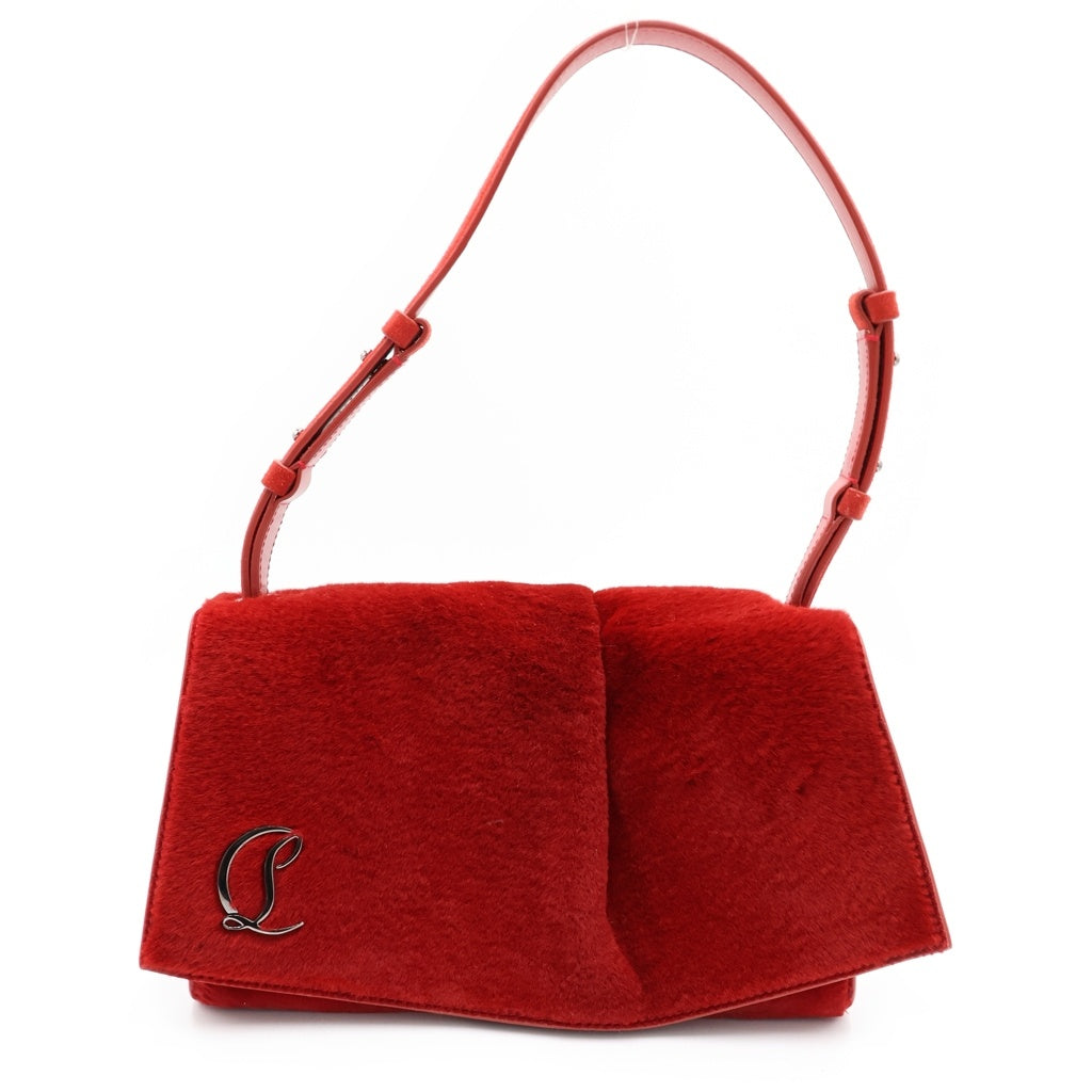 CHRISTIAN LOUBOUTIN(クリスチャンルブタン) Baggy Small Beige Shoulder Bag バギー フォールドオーバートップ スモール ショルダーバッグ レッド レディース