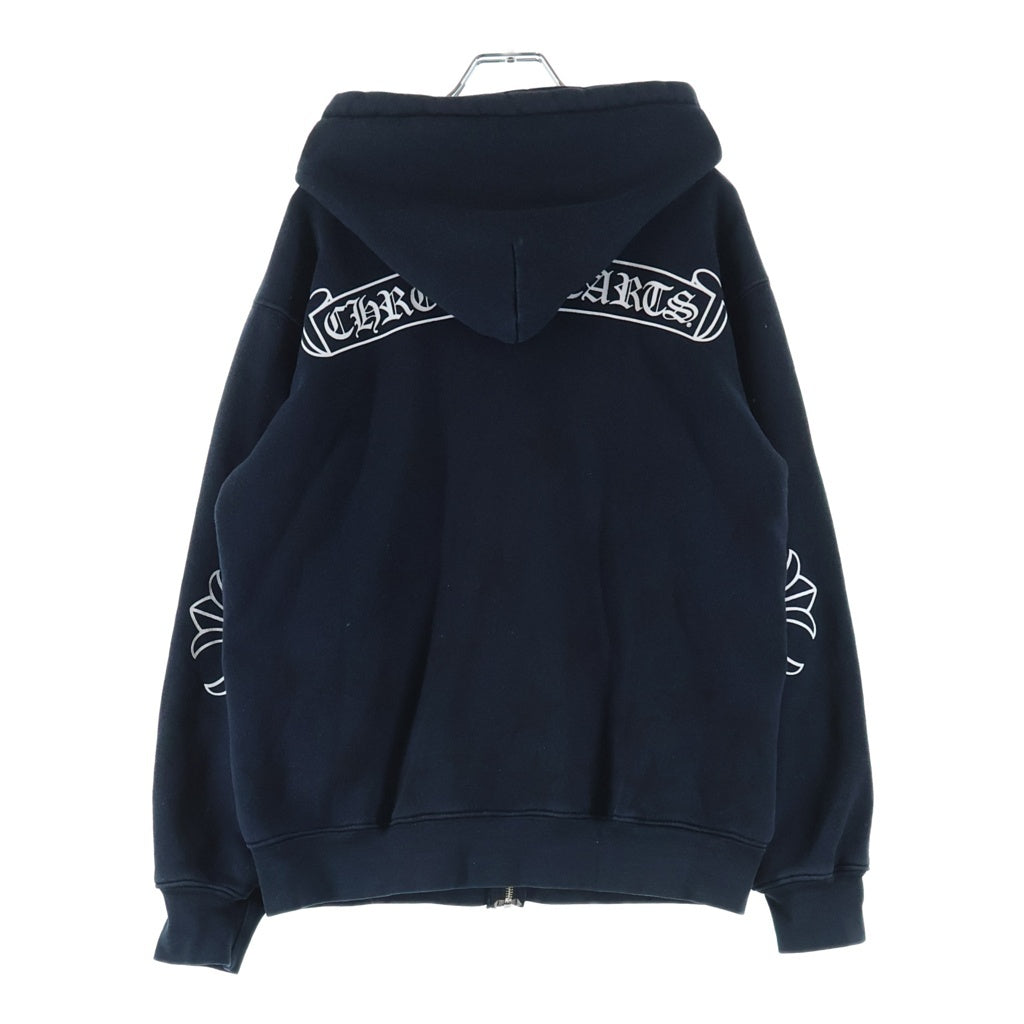 CHROME HEARTS(クロムハーツ) 裏地サーマル スクロールラベルプリント ダガージップアップパーカー フーディ ブラック