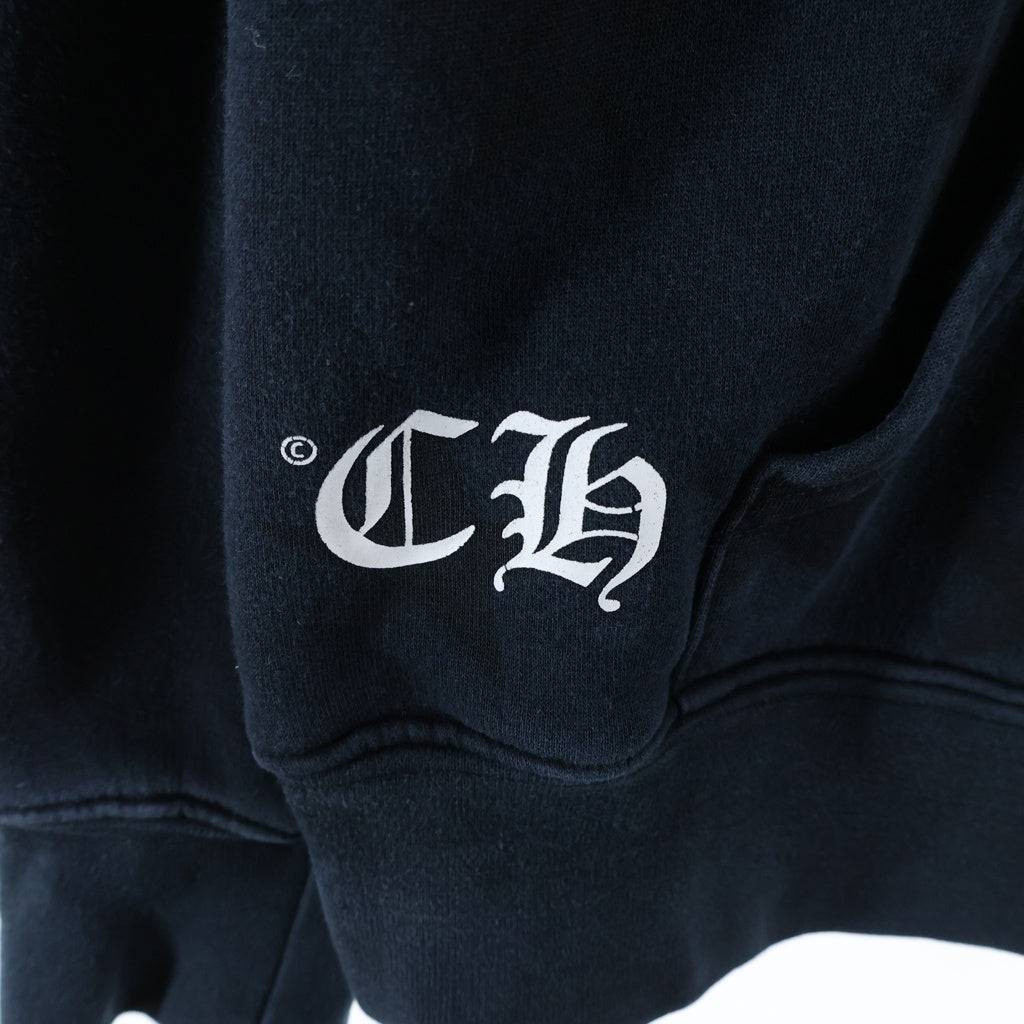 CHROME HEARTS(クロムハーツ) 裏地サーマル スクロールラベルプリント ダガージップアップパーカー フーディ ブラック