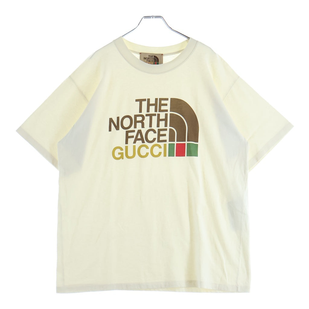 GUCCI(グッチ) ×THE NORTH FACE Oversize T-Shirt ノースフェイス ロゴプリント 半袖Tシャツ カットソー アイボリー 616036 XJDCL