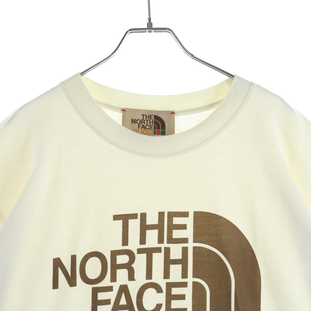 GUCCI(グッチ) ×THE NORTH FACE Oversize T-Shirt ノースフェイス ロゴプリント 半袖Tシャツ カットソー アイボリー 616036 XJDCL