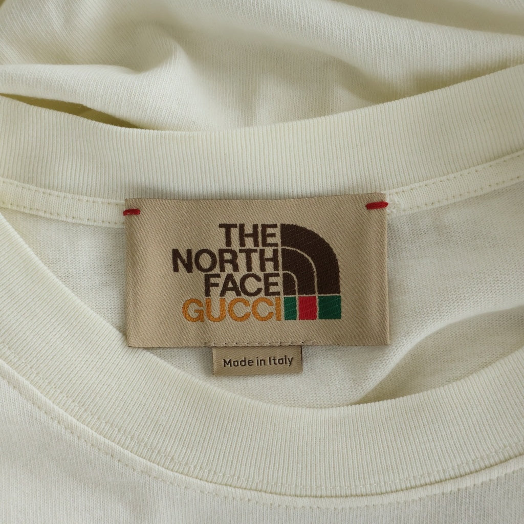GUCCI(グッチ) ×THE NORTH FACE Oversize T-Shirt ノースフェイス ロゴプリント 半袖Tシャツ カットソー アイボリー 616036 XJDCL