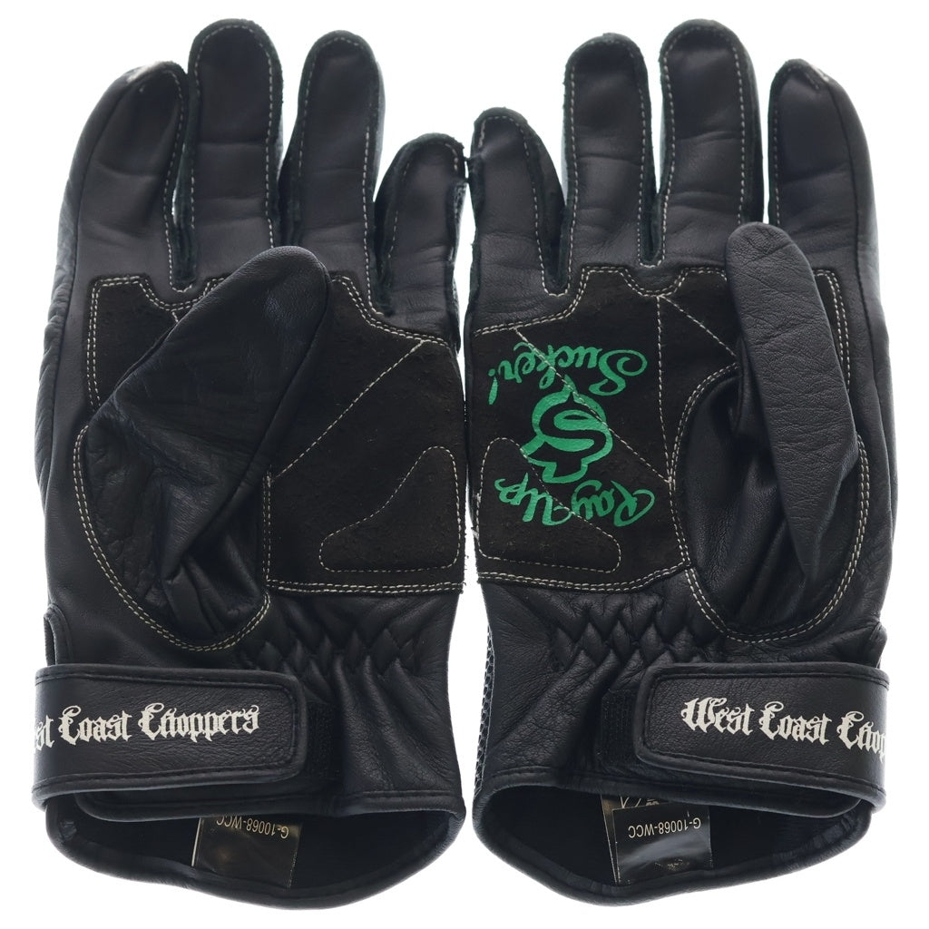NO BRAND(ノーブランド) WEST COAST CHOPPERS ウエストコーストチョッパーズ アイアンクロス ロゴ バイクグローブ ブラック