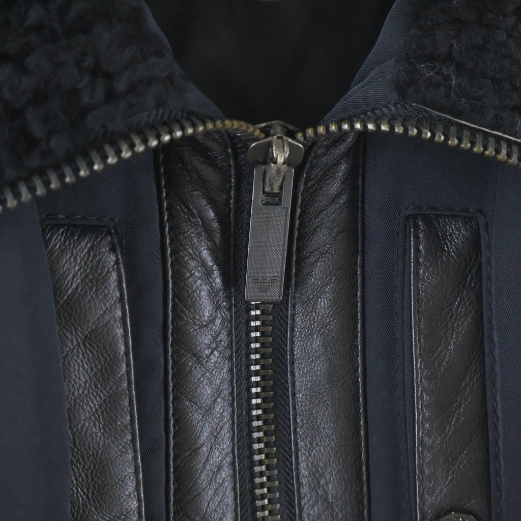 EMPORIO ARMANI(エンポリオアルマーニ) ライダース パファー 切り替え ジャケット ブラック