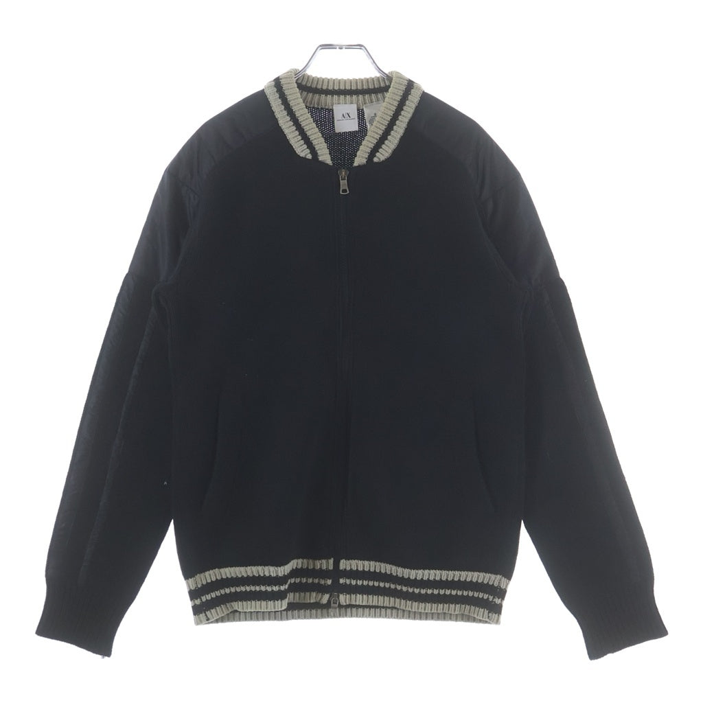 EMPORIO ARMANI(エンポリオアルマーニ) 袖切り替え ジップ ニット カーディガン ブラック