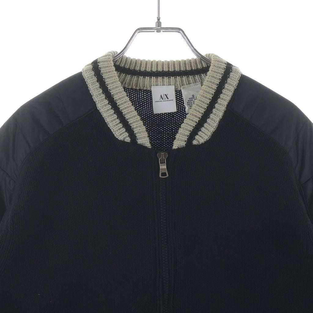 EMPORIO ARMANI(エンポリオアルマーニ) 袖切り替え ジップ ニット カーディガン ブラック