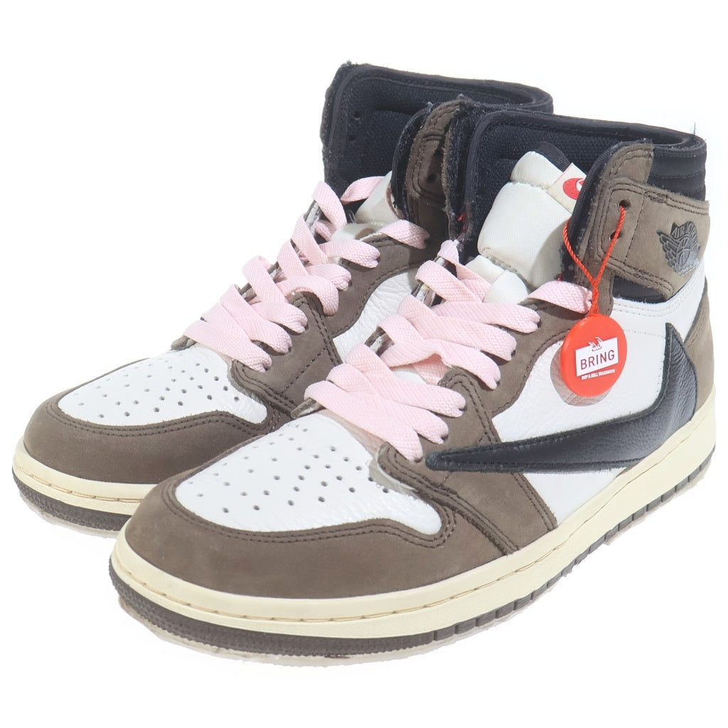 NIKE(ナイキ) ×TRAVIS SCOTT AIR JORDAN 1 HIGH OG TS SP トラヴィススコット エアジョーダン1 ハイカットスニーカー ブラウン/ホワイト US7.5/25.5cm CD4487-100