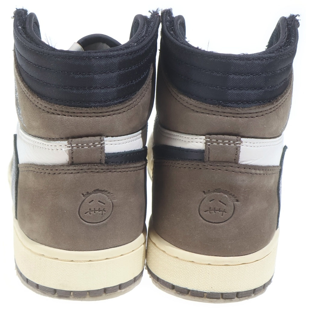 NIKE(ナイキ) ×TRAVIS SCOTT AIR JORDAN 1 HIGH OG TS SP トラヴィススコット エアジョーダン1 ハイカットスニーカー ブラウン/ホワイト US7.5/25.5cm CD4487-100