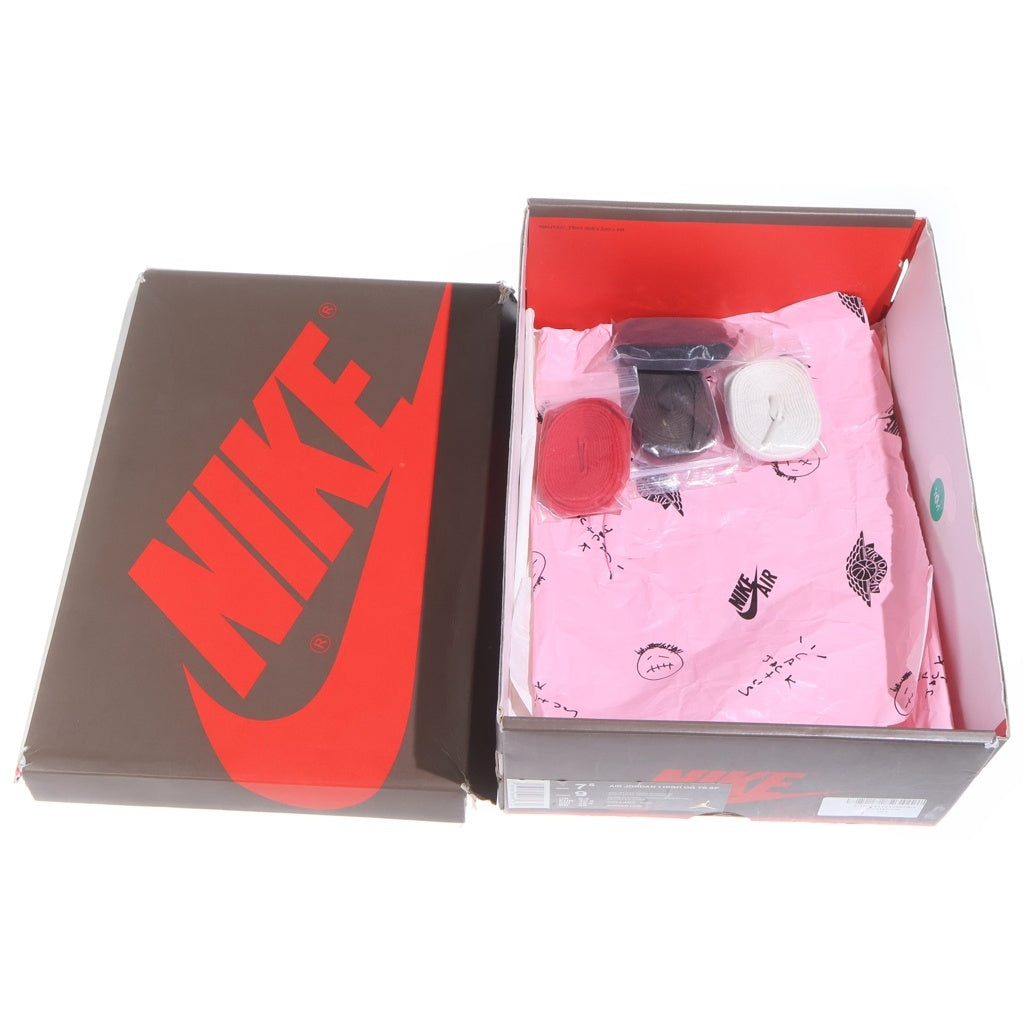 NIKE(ナイキ) ×TRAVIS SCOTT AIR JORDAN 1 HIGH OG TS SP トラヴィススコット エアジョーダン1 ハイカットスニーカー ブラウン/ホワイト US7.5/25.5cm CD4487-100